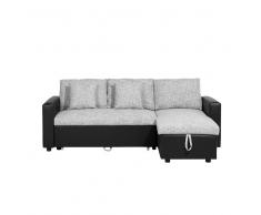 Divano letto angolare in tessuto grigio versione sinistra TAMPERE