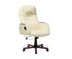 Sedia da ufficio massaggiante in pelle sintetica beige CAPTAIN