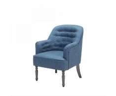 Poltrona blu scuro imbottita in tessuto - MANDAL