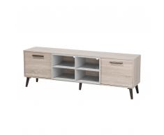 Mobile TV in naturale color legno e grigio ALLOA