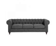 Divano 3 posti in tessuto grigio CHESTERFIELD