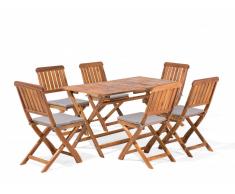 Set da giardino tavolo 6 sedie in legno di acacia CENTO