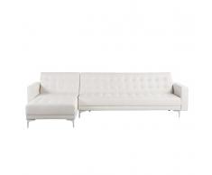 Divano letto angolare in pelle sintetica bianca ABERDEEN