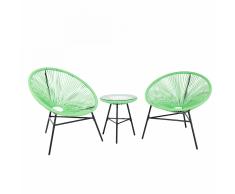 Set di 2 sedie verdi e tavolino da caffè stile spaghetti ACAPULCO