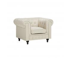 Poltrona vintage in tessuto beige CHESTERFIELD