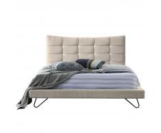 Letto matrimoniale in tessuto beige 180 x 200 cm LANNION