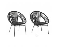 Set di 2 sedie in rattan nero SARITA