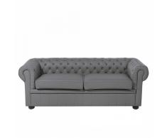 Divano 3 posti in pelle grigia CHESTERFIELD