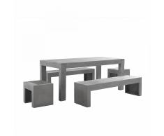 Set da giardino di un tavolo in cemento 2 panchine e 2 sedie - TARANTO