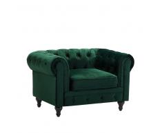 Poltrona vintage in tessuto verde CHESTERFIELD