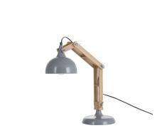 Lampada da tavolo in legno e metallo grigio SALADO