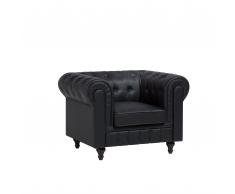 Poltrona vintage in pelle nera CHESTERFIELD grande
