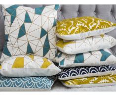 Cuscino decorativo in cotone a ornamenti 45 x 45 cm giallo
