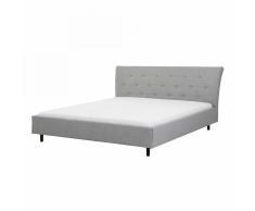 Letto matrimoniale in tessuto grigio chiaro 160 x 200 cm SAVERNE