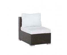 Sedia poltrona da giardino in rattan marrone con cuscini bianchi GRANDE