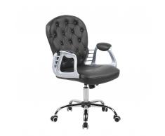 Sedia da ufficio in similpelle nera PRINCESS