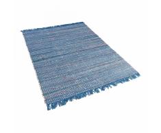Tappeto blu marino rettangolare in cotone fatto a mano - 140x200cm - BESNI