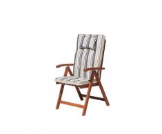 Sedia da giardino in legno con cuscino a strisce blu TOSCANA