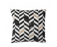 Cuscino decorativo in cotone a righe 45 x 45 cm nero/oro
