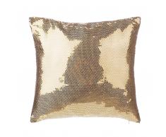 Cuscino decorativo a paillettes 45 x 45 cm oro