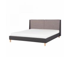 Letto matrimoniale in tessuto grigio beige scuro 180x200 cm VALENCE