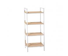 Scaffale marrone in acciaio e bambù da 4 mensole YUKON