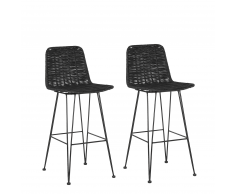Set di 2 sedie da bar in rattan color nero CASSITA