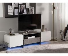 Mobile TV in color bianco ed effetto cemento con LED RUSSEL