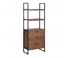 Libreria con 3 mensole color legno scuro e nero TIFTON