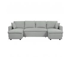 Divano letto angolare in tessuto grigio chiaro SOMMEN