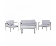 Set divani da giardino con tavolino in alluminio grigio chiaro SALERNO