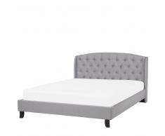 Letto grigio chiaro in tessuto 160x200 cm BORDEAUX