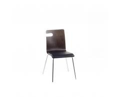 Sedia in legno marrone scuro e ecopelle nera BRONX
