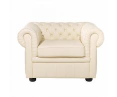 Poltrona vintage in pelle beige CHESTERFIELD