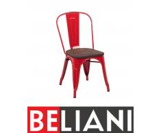 Sedia da pranzo in metallo rosso e legno APOLLO