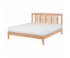 Letto matrimoniale moderno in legno beige 160x200cm CAEN