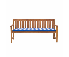 Panchina legno Balau bianco alta qualità e cuscino blu 180cm JAVA