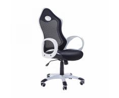 Sedia bianca e nera da gaming e ufficio in tessuto traspirante iCHAIR