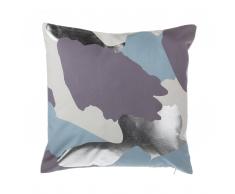 Cuscino decorativo in cotone a macchie 45 x 45 cm viola/argento