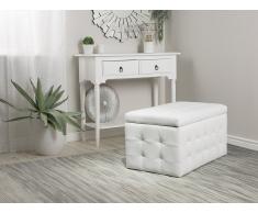 Pouf ottomano con contenitore in pelle bianca MICHIGAN