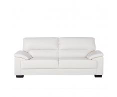 Divano moderno 3 posti in pelle sintetica bianco crema VOGAR