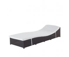 Lettino da giardino in rattan con cuscini beige FIRENZE