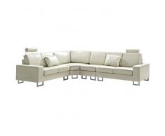 Divano angolare moderno in pelle beige versione destra STOCKHOLM