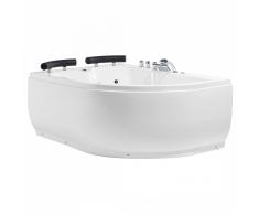 Vasca da bagno angolare bianca con idromassaggio e LED - Versione destra - PARADISO