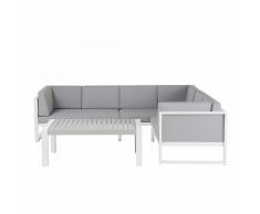 Divano angolare da giardino con tavolino in alluminio bianco VINCI