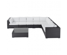 Set da giardino in rattan marrone con cuscini GRANDE