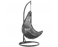 Sedia poltrona sospesa in rattan nero ATRI