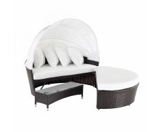 Divano coperto da giardino in rattan marrone SYLT LUX