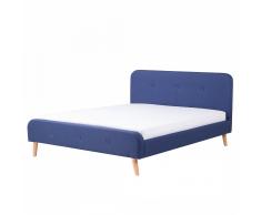 Letto matrimoniale moderno in tessuto blu 180x200cm RENNES