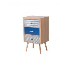 Comodino marrone, con tre cassetti - CLIFTON